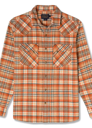 Wyatt Snap Shirt - Tan / Rust Plaid