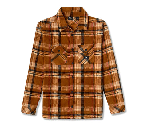 Surf Days Fleece Overshirt - Brown Plaid
