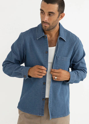 Textured Corduroy Shirt - Washed Indigo