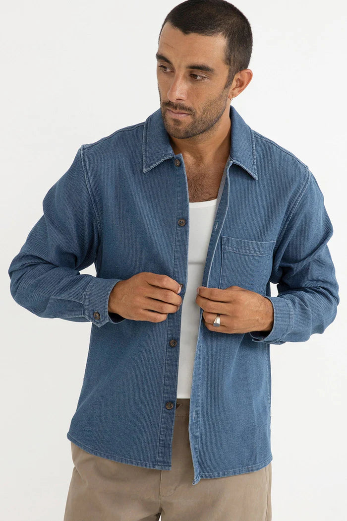 Textured Corduroy Shirt - Washed Indigo