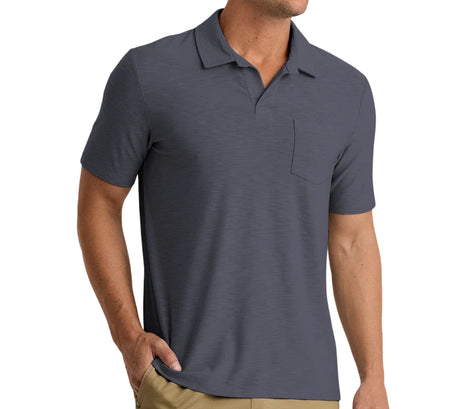 Bamboo Slub Polo - Storm Cloud