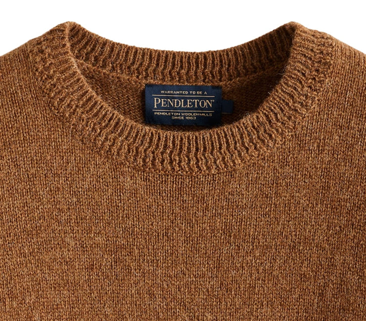 Shetland Wool Crewneck - Carmel Heather