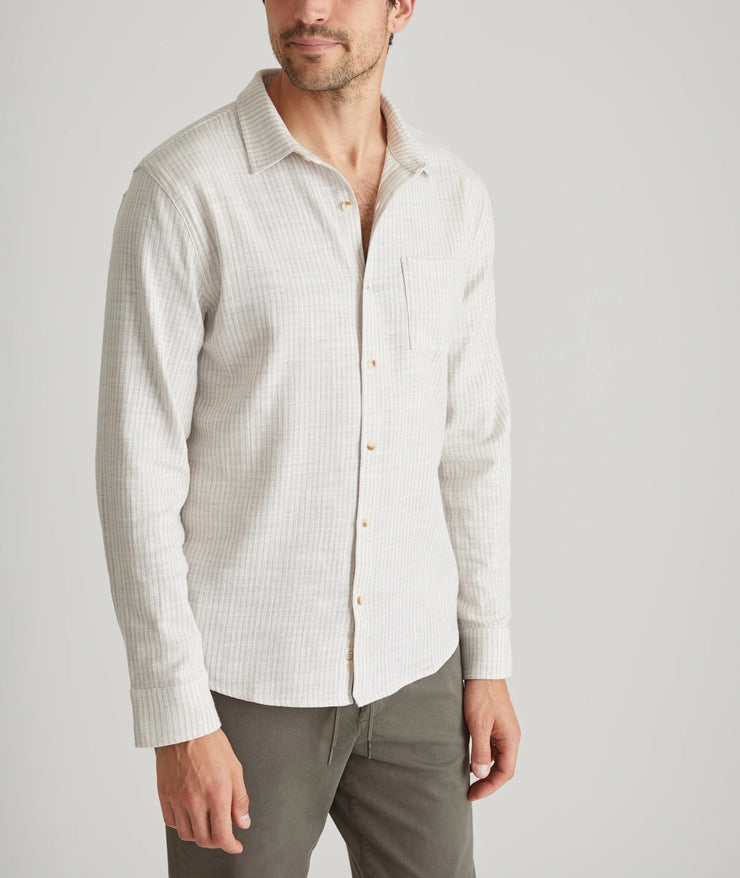 Stretch Selvage LS Shirt - Grey Stripe