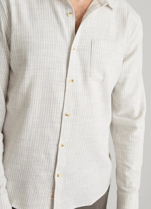 Stretch Selvage LS Shirt - Grey Stripe