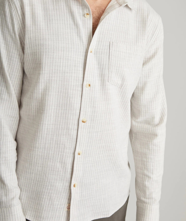 Stretch Selvage LS Shirt - Grey Stripe