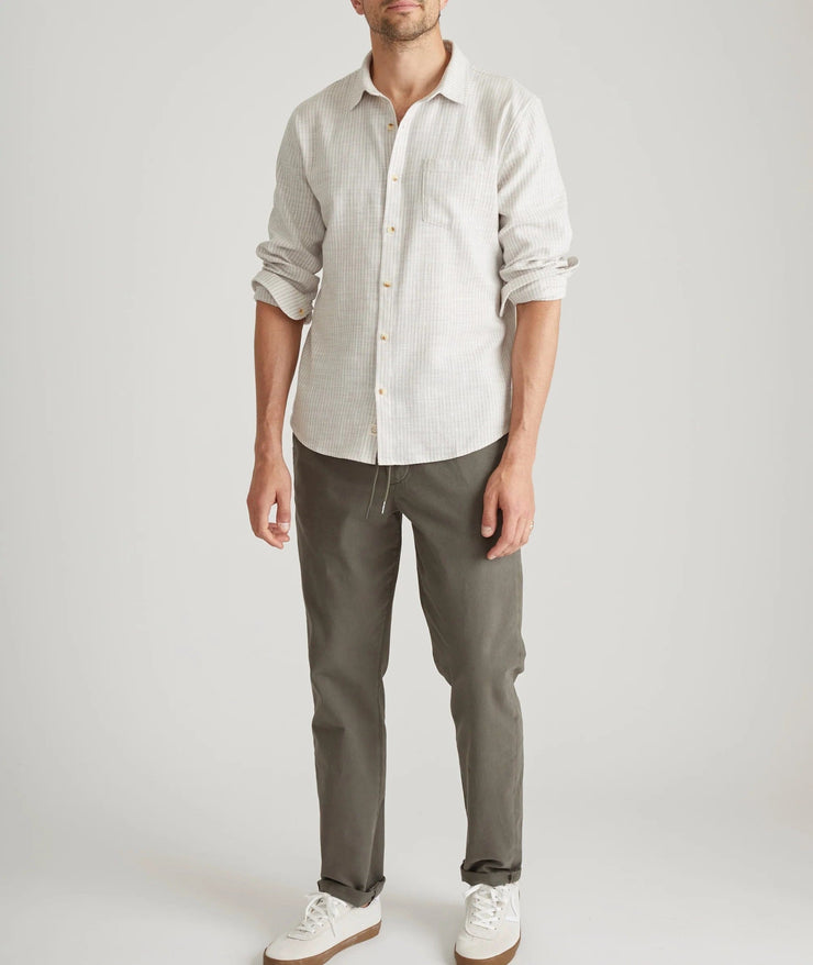 Stretch Selvage LS Shirt - Grey Stripe