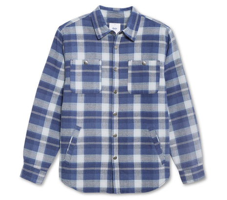 Harold Sherpa Lined Shacket - Blue Plaid