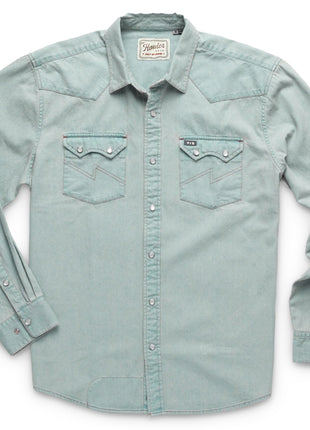 Dust Up Denim Snapshirt - Light Wash