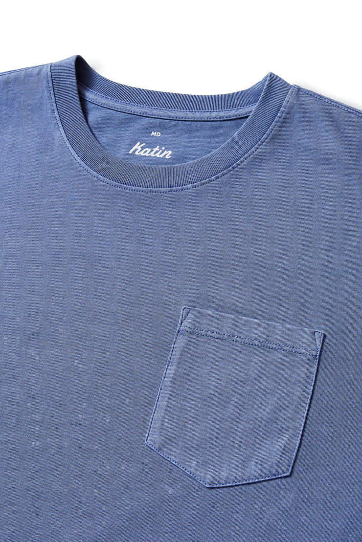 Base Pocket Tee - Blue Pigment Dye