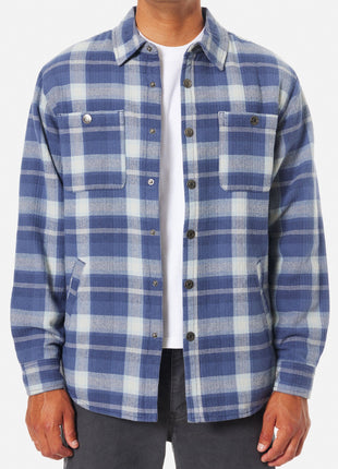 Harold Sherpa Lined Shacket - Blue Plaid