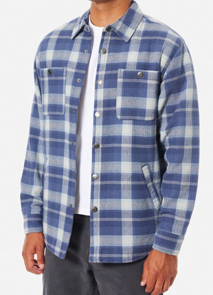 Harold Sherpa Lined Shacket - Blue Plaid