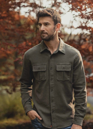 Comfort Terry Shirt Jacket - Dusty Olive