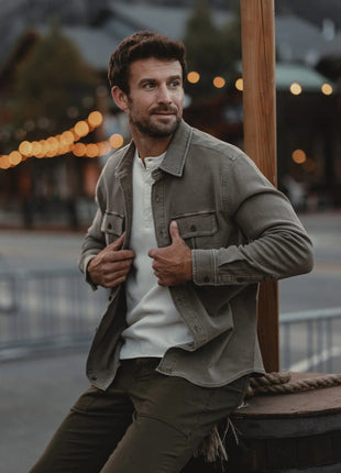 Comfort Terry Shirt Jacket - Taupe