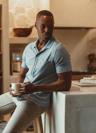 Puremeso Active Button Down - Lake Blue