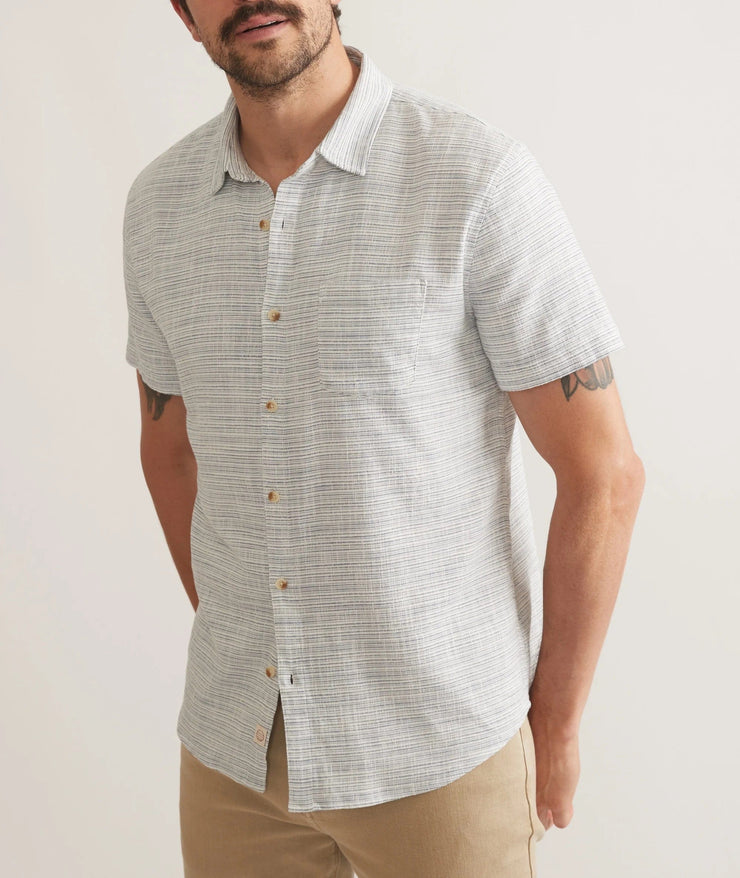 Stretch Selvage Shirt - Blue Mini Stripe