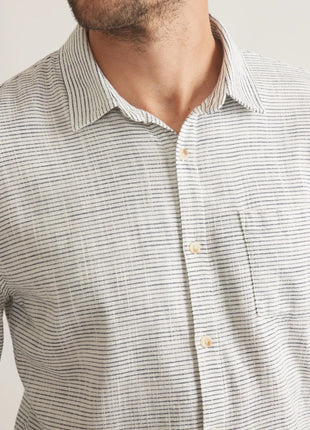 Stretch Selvage LS Shirt - Natural / Black Stripe