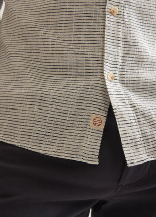 Stretch Selvage LS Shirt - Natural / Black Stripe