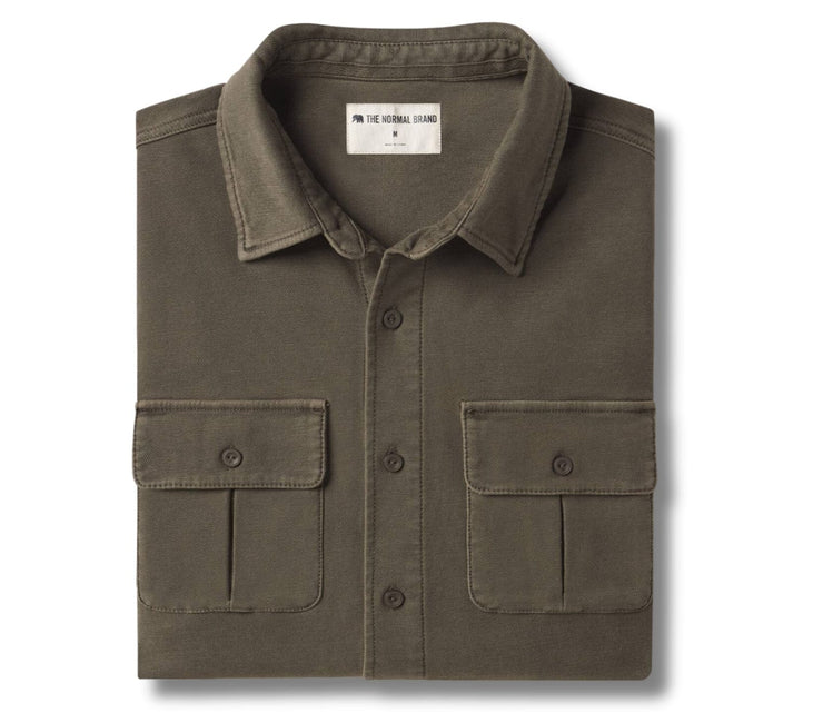 Comfort Terry Shirt Jacket - Dusty Olive