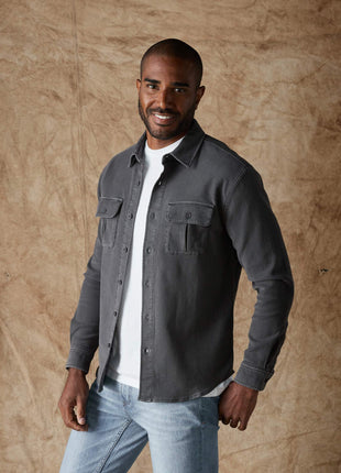 Comfort Terry Shirt Jacket - Steel