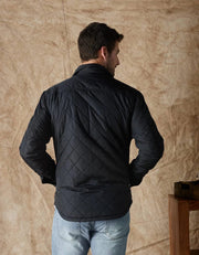 Quilted Sherpa Lined Shacket - Black