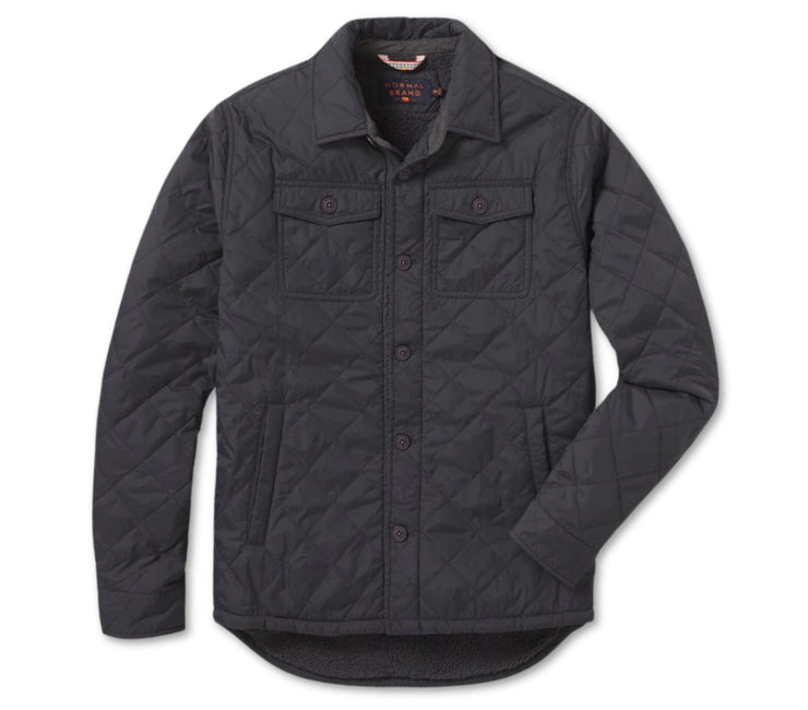 Quilted Sherpa Lined Shacket - Charcoal