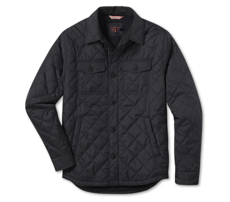 Quilted Sherpa Lined Shacket - Black