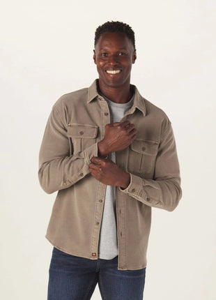 Comfort Terry Shirt Jacket - Taupe