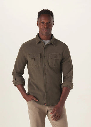 Comfort Terry Shirt Jacket - Dusty Olive
