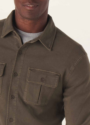 Comfort Terry Shirt Jacket - Dusty Olive