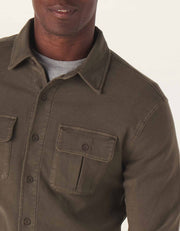 Comfort Terry Shirt Jacket - Dusty Olive