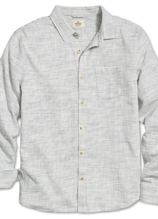Stretch Selvage LS Shirt - Natural / Black Stripe