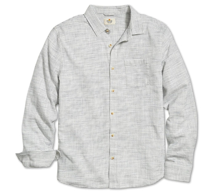 Stretch Selvage LS Shirt - Natural / Black Stripe