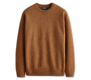 Shetland Wool Crewneck - Carmel Heather