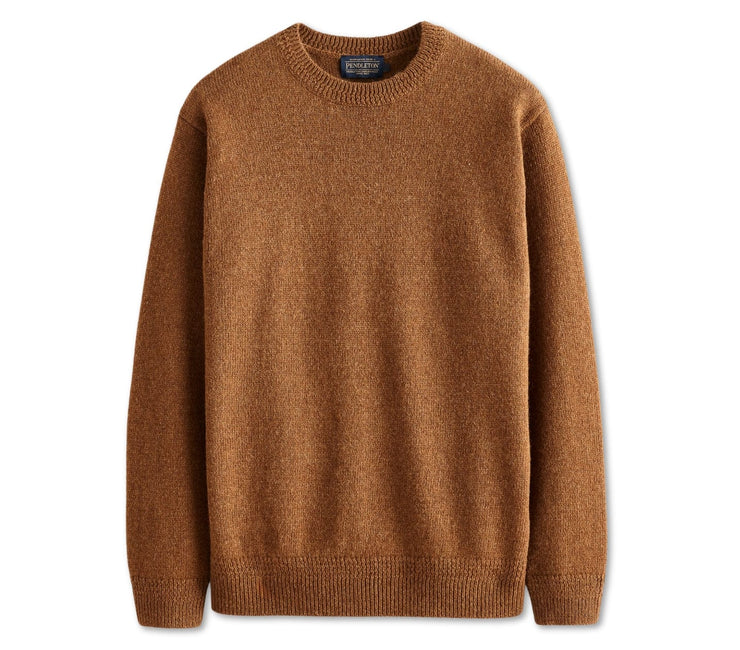 Shetland Wool Crewneck - Carmel Heather