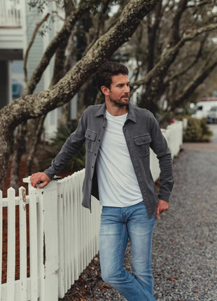 Comfort Terry Shirt Jacket - Steel