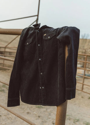 Reagan Pearl Snap Cord Shirt - Black
