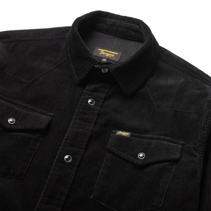 Reagan Pearl Snap Cord Shirt - Black