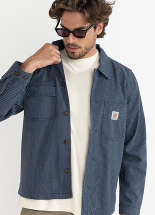 Hickory Stripe Work Shirt - Navy