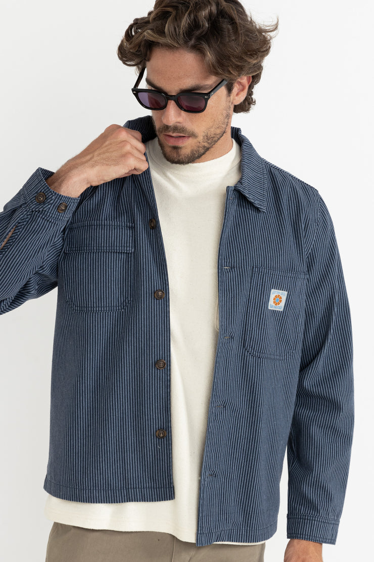 Hickory Stripe Work Shirt - Navy