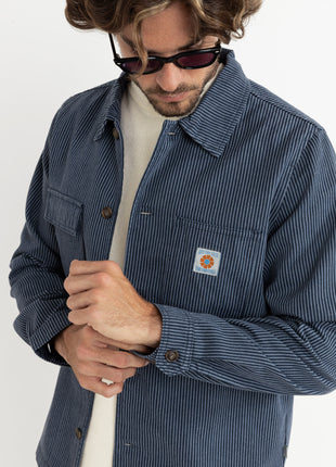 Hickory Stripe Work Shirt - Navy