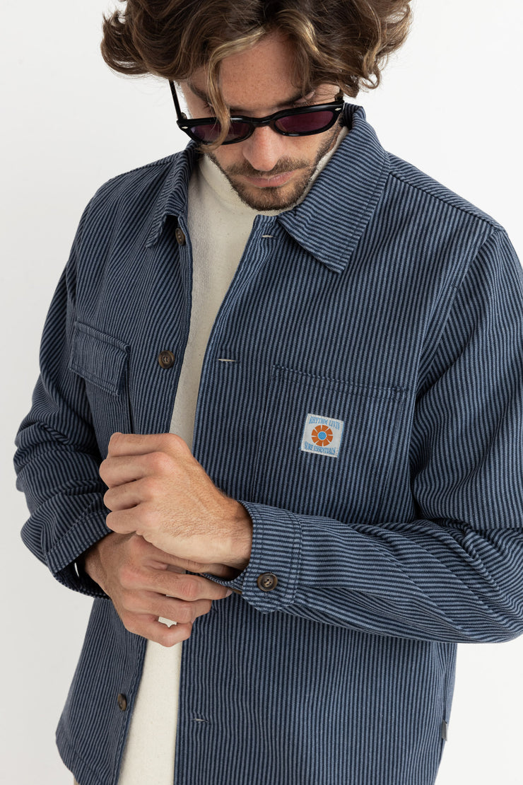 Hickory Stripe Work Shirt - Navy