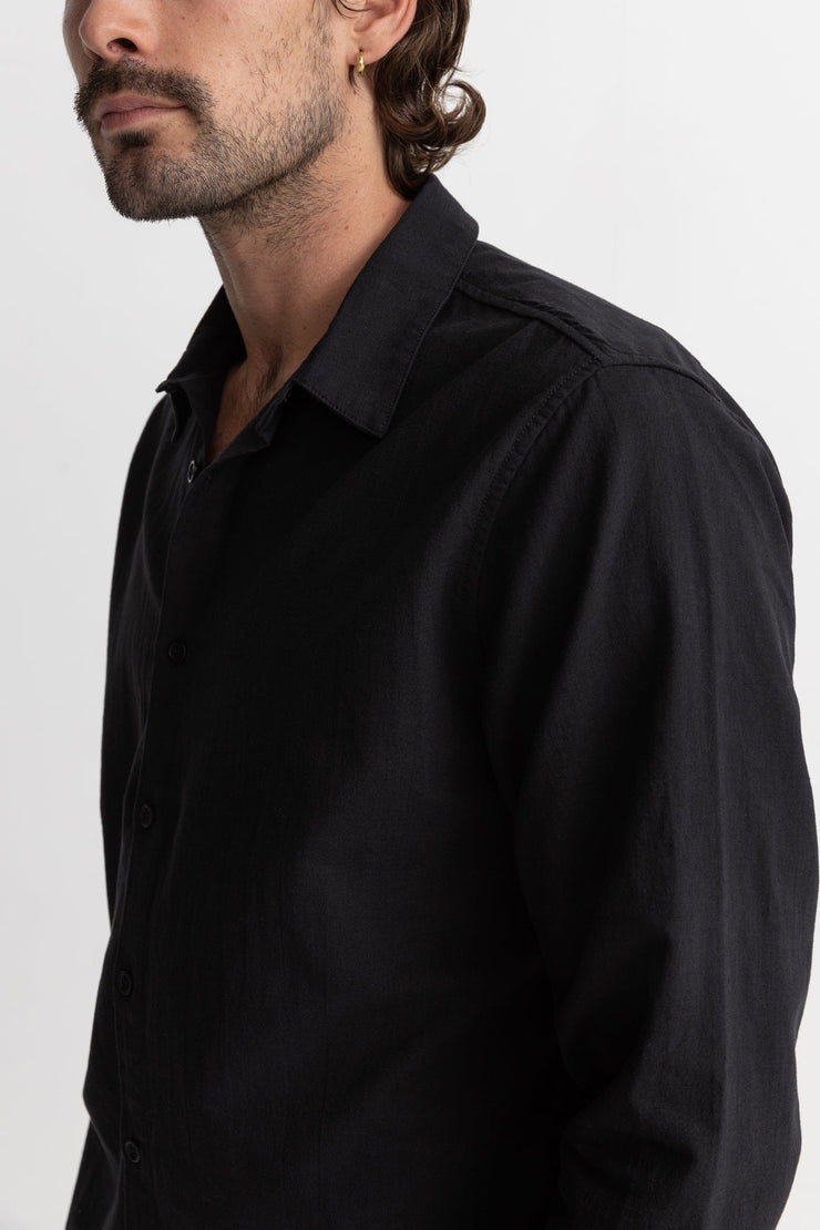 Classic Linen LS Shirt - Black