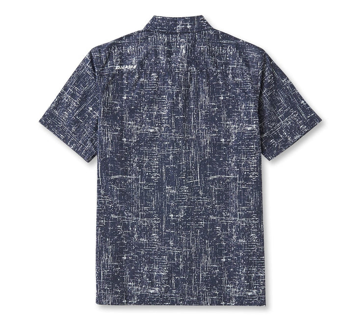 Embroidered Work Shirt - Rinsed Navy Crosshatch Tops Dickies 