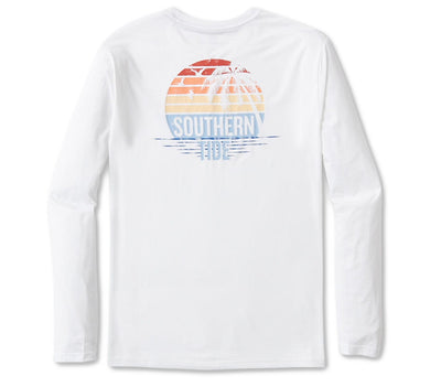 Circle Sunset Long Sleeve Sunshirt - White Tops Southern Tide Classic White S 