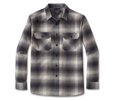 Burnside Flannel Shirt - Grey / Black Plaid Tops Pendleton Grey / Black Plaid M 
