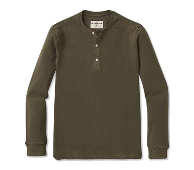 Vintage Thermal Henley - Olive Tops The Normal Brand Dusty Olive S 