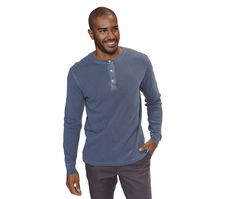 Vintage Thermal Henley - Blue Tops The Normal Brand 