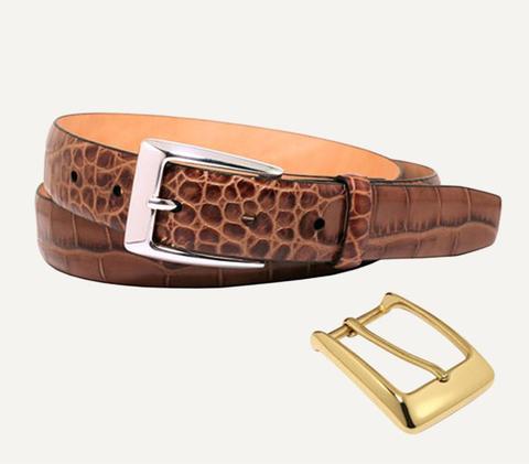 Lawrence Alligator Embossed Italian Calfskin Leather Belt